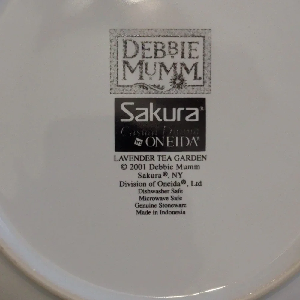 Sakura Debbie Mumm Lavender Tea Garden 4pc Stoneware Salad/Dessert Plates
